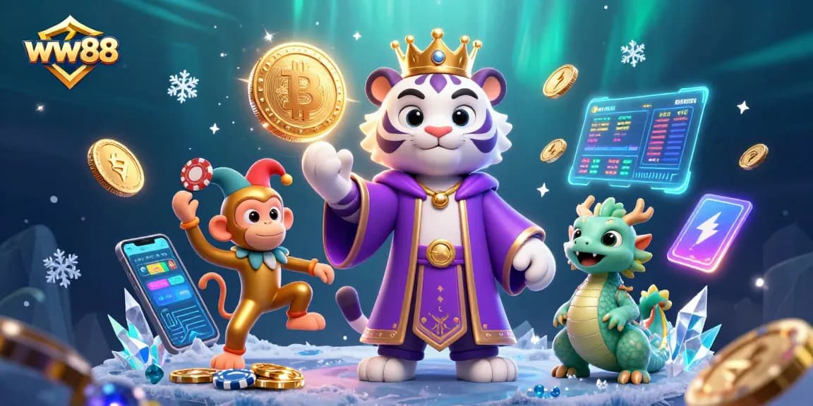 Play and win big at ww88 with thrilling games and vibrant characters in a dazzling casino scene.