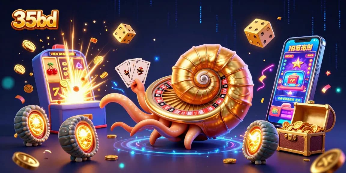 The 35bd nautilus casino scene displaying dynamic gambling elements and vibrant colors in 3D illustration.
