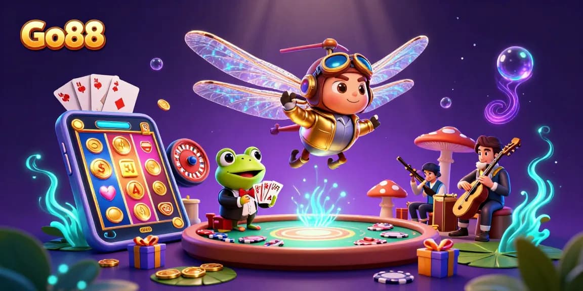 Experience thrilling gameplay at Go88 with vibrant casino elements and engaging characters.