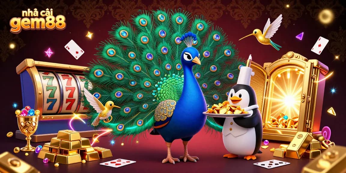 Spin and win with nhà cái gem88 in this vibrant casino illustration showcasing gaming excitement.