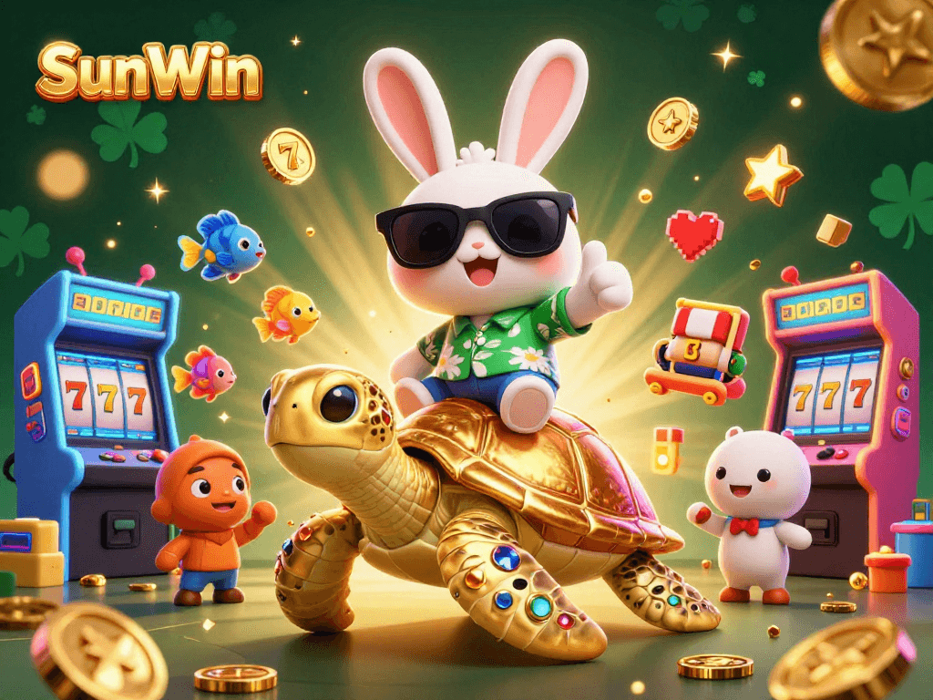 Experience the thrill of winning at SunWin with vibrant slot machines and lucky characters.