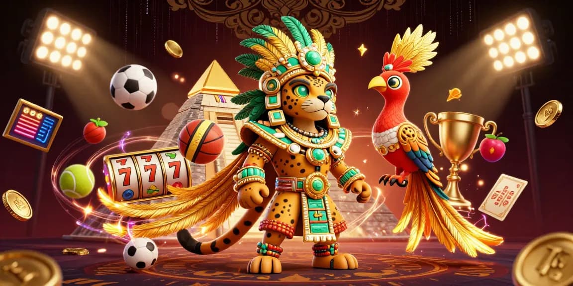Experience llwin's exciting slot adventure with a vibrant illustration of a Mayan priest and golden elements.