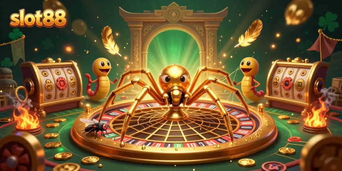Engage with slot88's thrilling golden web as players spin for jackpots in an immersive casino world.