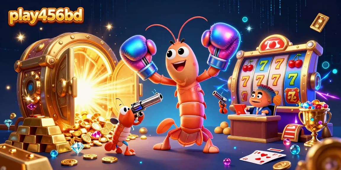 Engage with play456bd through dynamic slots and jackpot action illustrated in a vibrant casino scene.