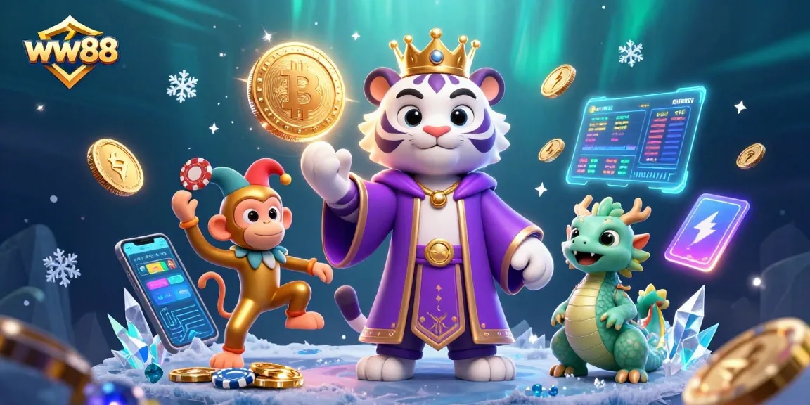 Play and win big at ww88 with thrilling games and vibrant characters in a dazzling casino scene.