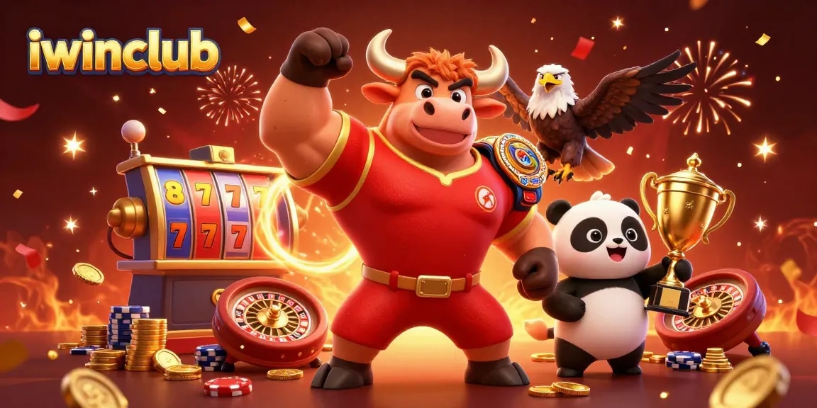 Experience the thrill of winning at iwinclub with a victory pose and gambling elements.
