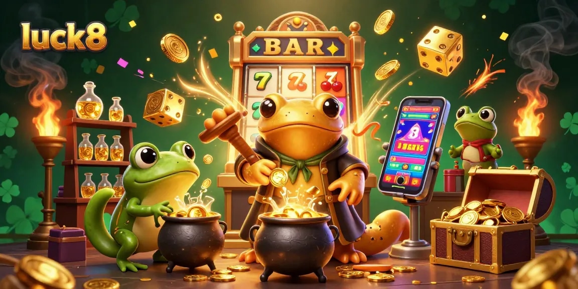 Experience luck8 with a vibrant scene featuring dynamic slots and golden alchemy in an engaging casino setting.