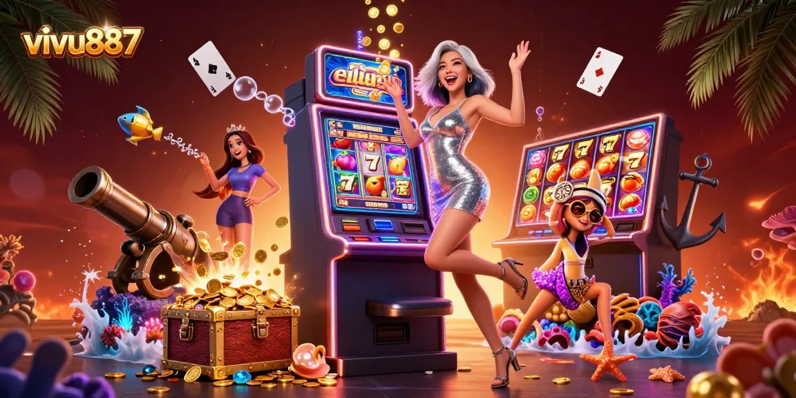 Experience the thrill with vivu887's exciting jackpot celebrations featuring gorgeous characters and dynamic casino elements.