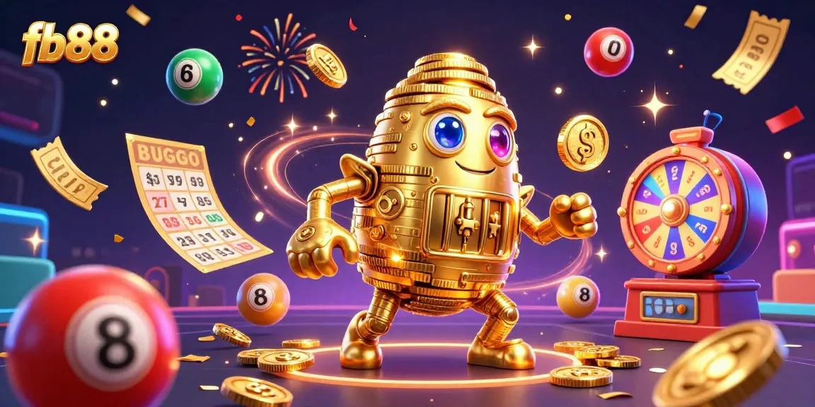 Spin the reels for excitement with fb88's captivating casino experience featuring a golden golem.