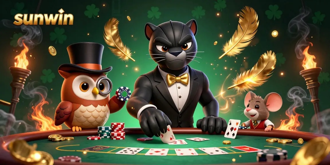 Engage in thrilling gambling at sunwin with a stylish panther dealer and dynamic poker scene.