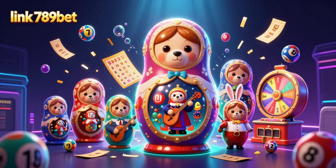 Immerse in the festive atmosphere with link 789bet as colorful lottery elements surround charming 3D characters.