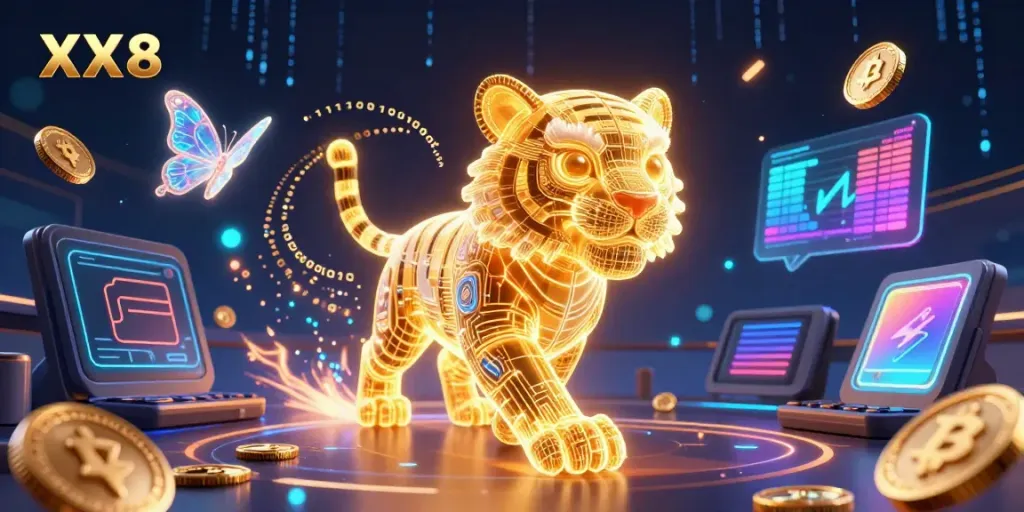 Experience the vibrant XX 8 digital casino world with illuminating animated elements.