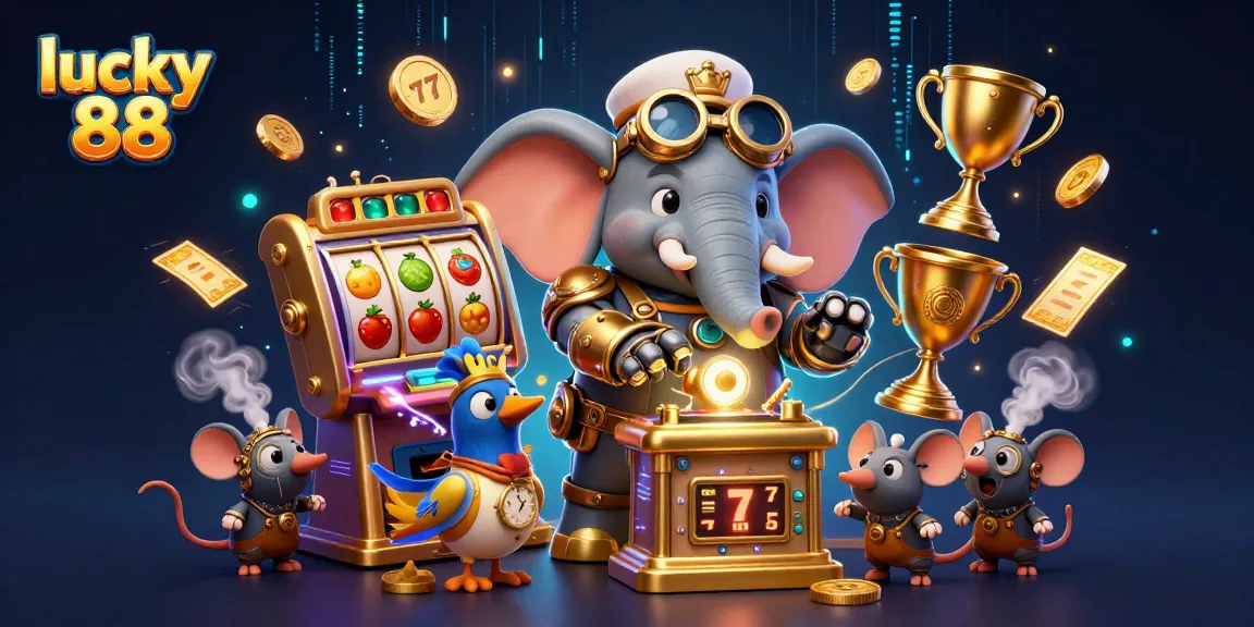 Engage with the thrilling action of lucky 88 slots in this animated steampunk casino scene.