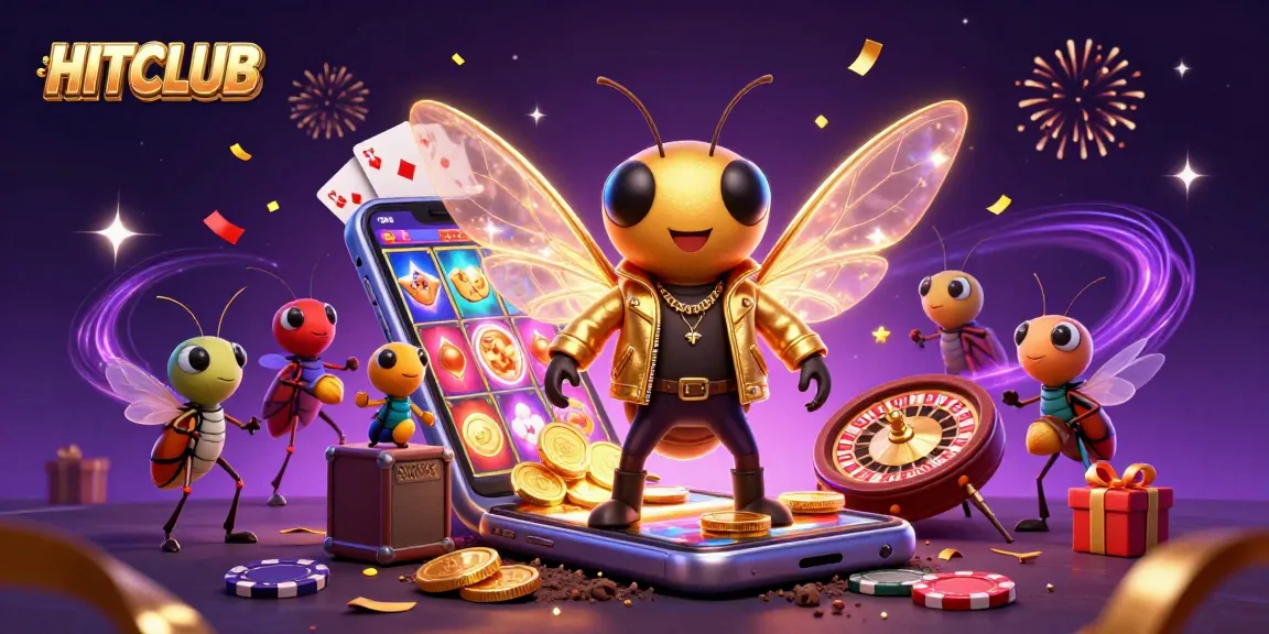 Experience the excitement of HITCLUB as the 3D rock star and characters celebrate winning in a vibrant casino scene.