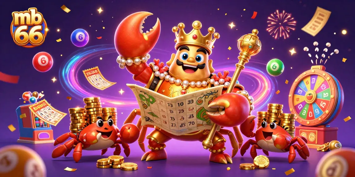 Experience the excitement of mb 66 with a golden crab emperor amidst vibrant casino elements.