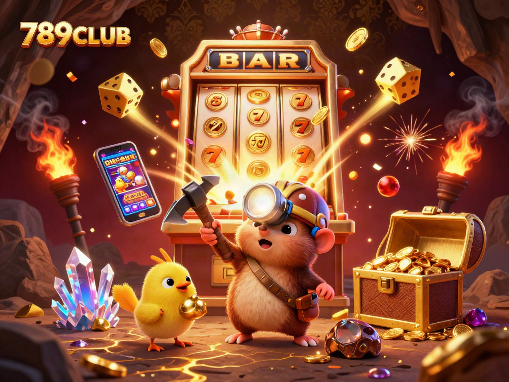 Join the adventure at 789CLUB with treasure hunter mole and slot machine jackpot action!