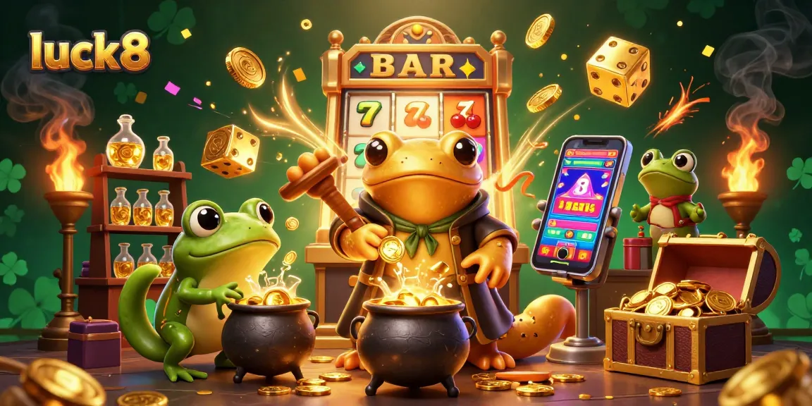 Experience luck8 with a vibrant scene featuring dynamic slots and golden alchemy in an engaging casino setting.