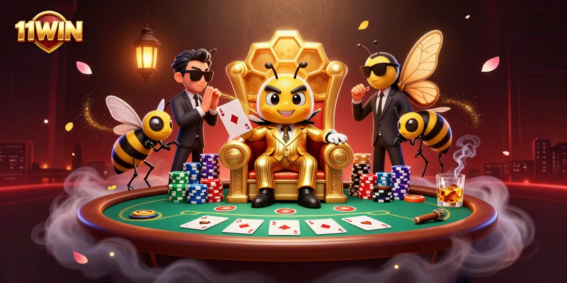 Join the 11WIN poker table with lively characters and thrilling gameplay details.