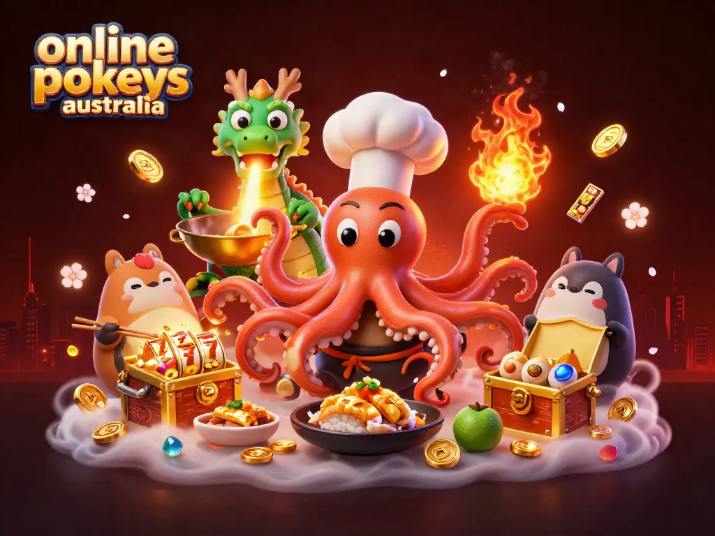 Experience online pokies Australia with a vibrant and detailed underwater casino scene filled with winning spins and riches.