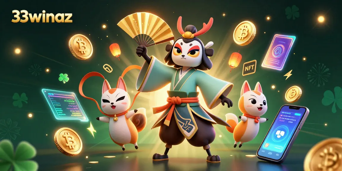 Experience exciting gameplay with 33winaz using vibrant 3D casino illustration elements.