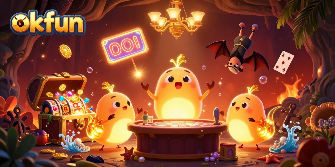 Light up your game at okfun with a vibrant illuminated casino scene featuring unique glowworm characters.