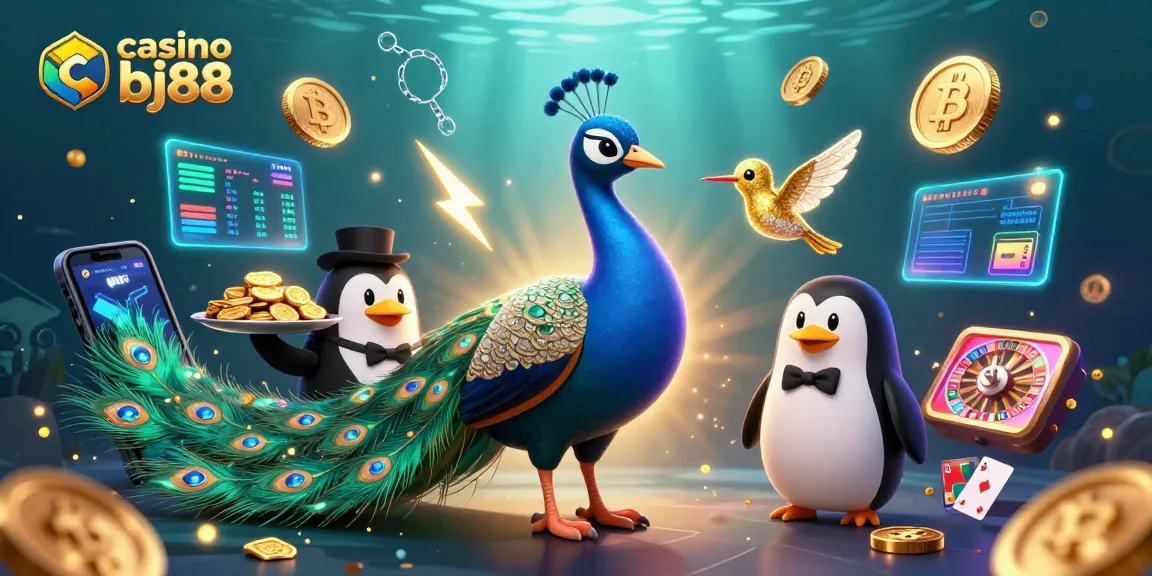 Win big at casino bj88 with a vibrant 3D illustration featuring exotic characters and casino elements.