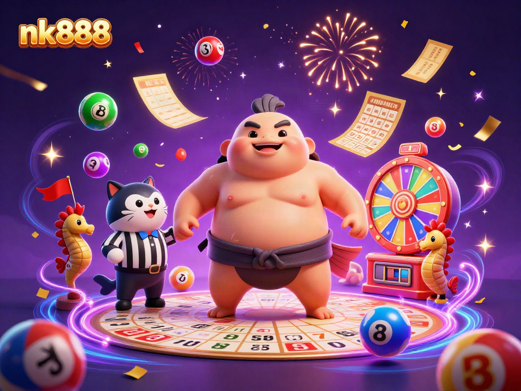 Engage with nk888's vibrant games featuring a fugu referee in an underwater casino scene.