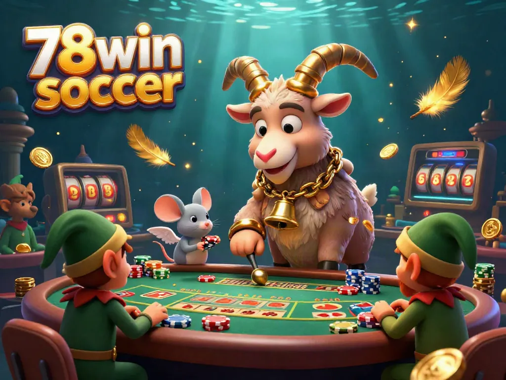 Experience the excitement of 78win soccer with a lively 3D casino scene featuring unique characters and gaming elements.