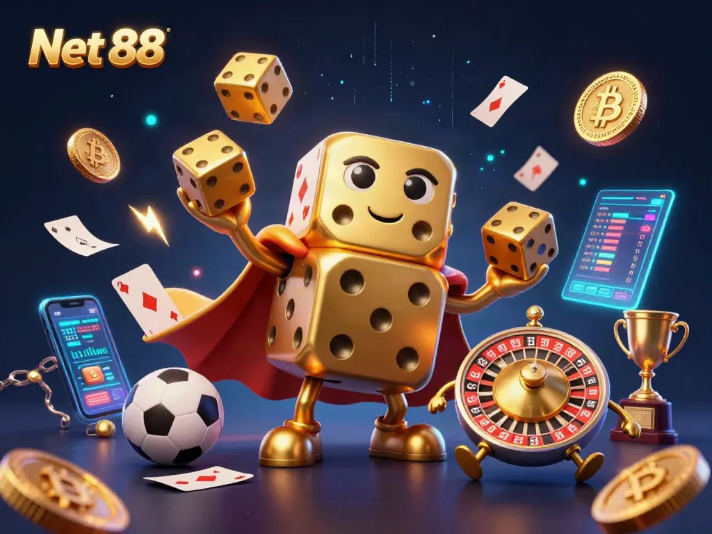 Experience the excitement of Net 88 sports betting with dynamic characters and action-packed elements.