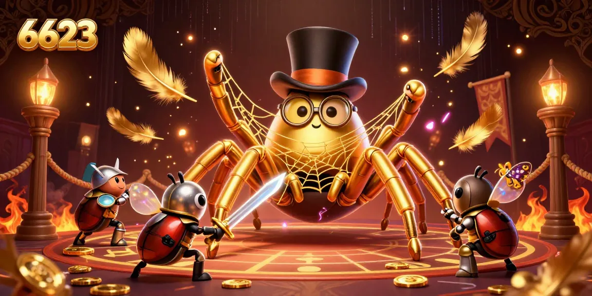 Engage in thrilling gameplay with 6623, as golden tarantulas and beetle knights illuminate the casino adventure.
