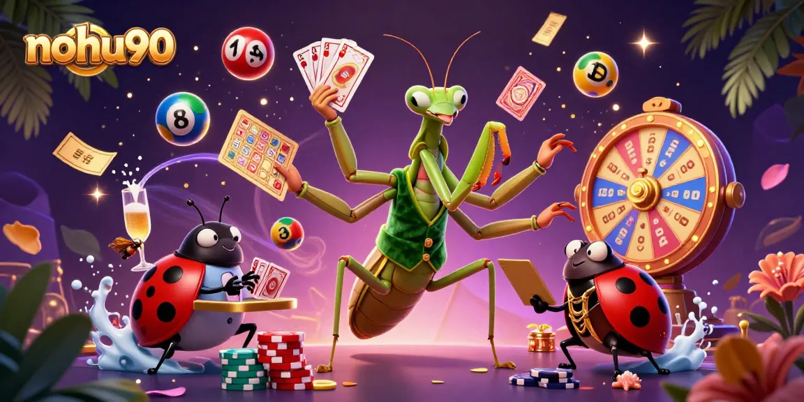 Experience winning strategies at nohu90 with vibrant lottery balls and cheerful casino characters.