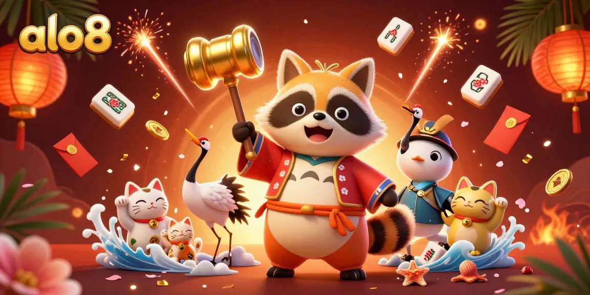 Join the fun at alo8 with charming characters celebrating fortune amid vibrant casino elements.