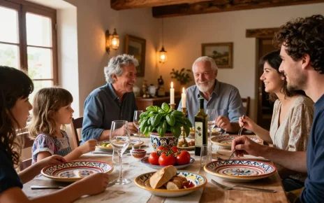 Deruta Ceramics dinnerware beautifully set for an authentic Italian meal