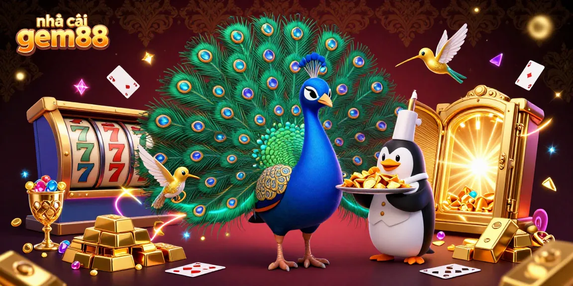 Spin and win with nhà cái gem88 in this vibrant casino illustration showcasing gaming excitement.