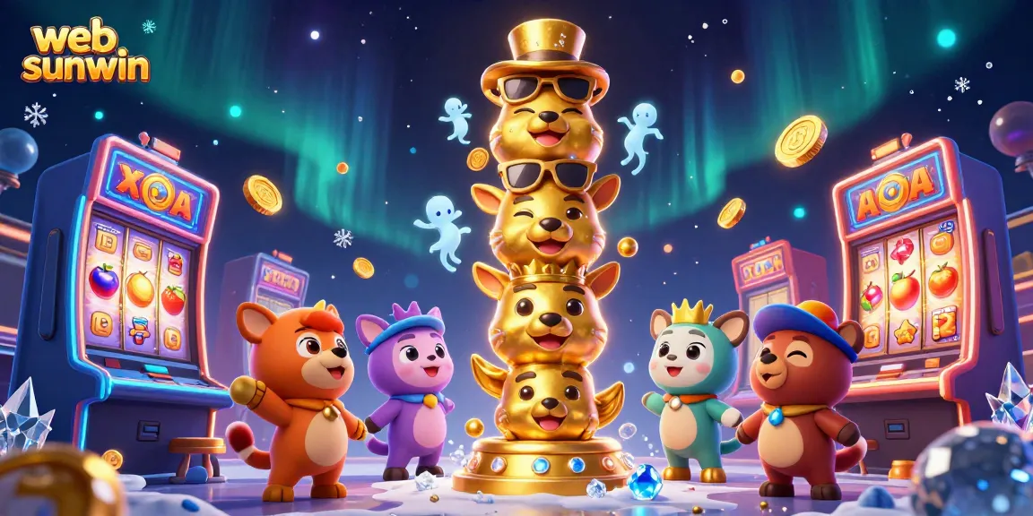 Experience the thrills of slots with web sunwin, featuring a colorful and dynamic casino-themed illustration.